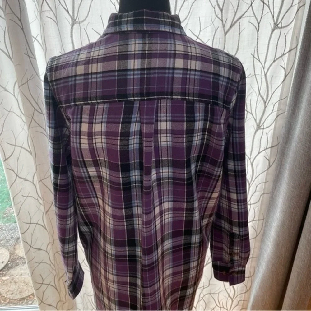 Scandia Woods Button Down Plaid Purple Lined Long‎ Sleeve Shirt sz M Cabincore